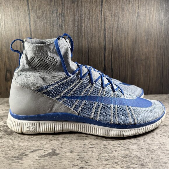 Nike Free Flyknit Mercurial Sneakers Men’s Shoes size 11.5 Gray/Blue 805554-003 - Picture 3 of 10